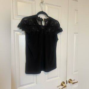 Anne Klein Black Lace Embellished Blouse